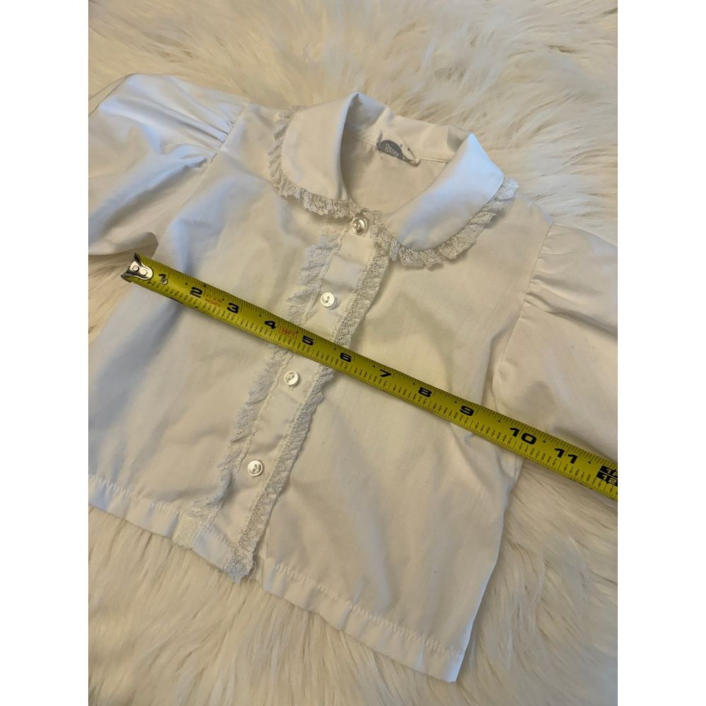 Vintage Peter Pan collar blouse with‎ ruffle detailing white EUC - Picture 6 of 6